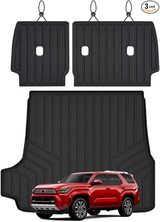 Trunk Mat for 2025 Toyota 4Runner Gas（Non Hybrid EV & i-Force MAX） 5-Seater All Weather Protection TPE Rubber Trunk Liner - Velcro Backrest Protector for Cargo Liners Accessoriess Odorless Anti-Slip