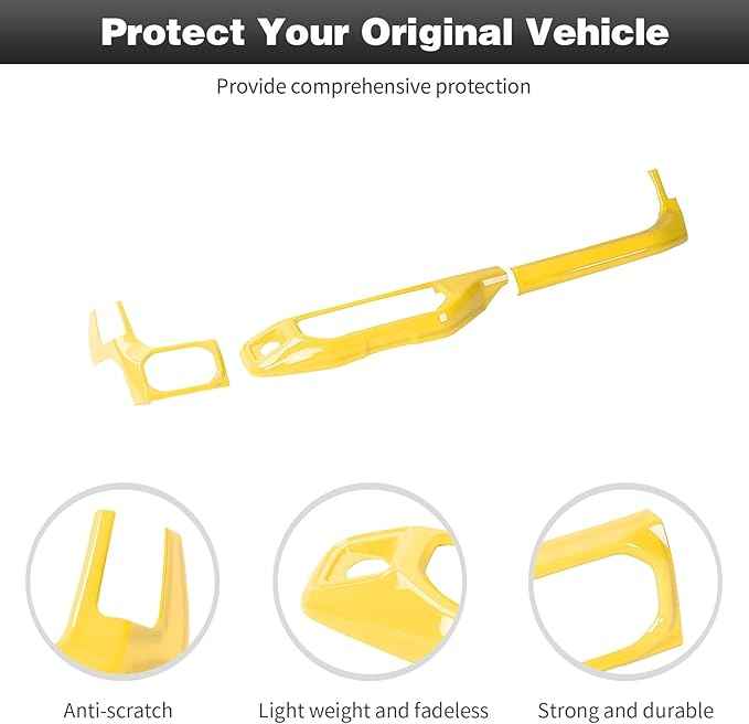 CheroCar for JL Center Console Headlight Air Conditioning Control Panel & Co-Pilot Handle Panel Interior Accessories fit for Jeep Wrangler JL JLU 2024+,Yellow