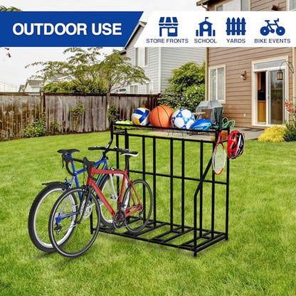 4-Bike Stand, Bike Storage Rack, Bicycle Floor Rack for Garage Organizer, Indoor Sporting Gear Storage Station