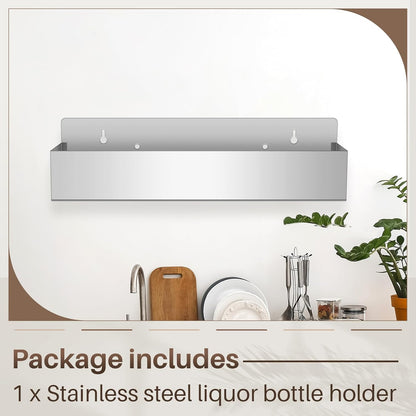 Tanlade 1 Pieces 22 Inch Single Speed Rail Stainless Steel Liquor Bottle Holder Wall Mounted Spray Bottle Rack Drink Rail Shelf for Bars, Silver
