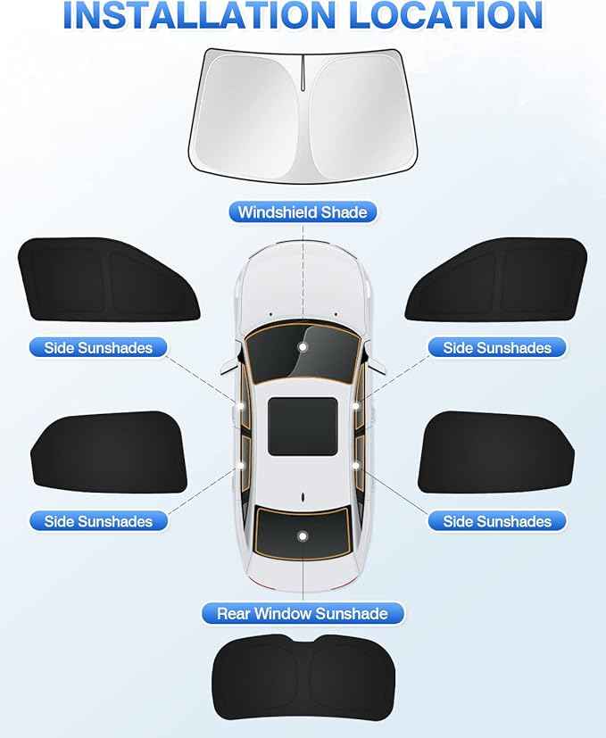 Sunshade for 2021-2025 2026 Chevrolet/Chevy Trailblazer Windshield Sun Shade Side Rear Window Shade Cover Sun Visor Shield Privacy Protection Keep Vehicle Cool Black 6PCS