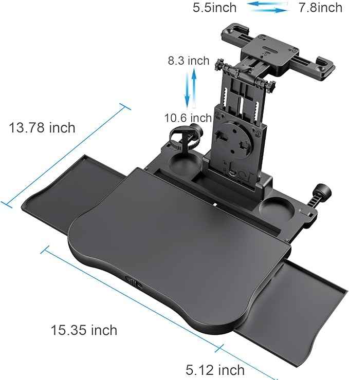[Upgraded] Car Seat Table with Expandable Tray - Car Desk for Laptop Car Backseat Mount, Car Trays for Eating with Non-Slip Pad/Phone&Tablet Holde, Car Accessories for Writing/Laptop/Dining/Work