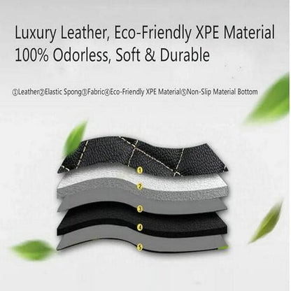 Custom Leather Waterproof Car Floor Mats for 99% Sedan SUV Sports Car Black Beige Men's Women's Vehicle Pads Mat (Black Stripe)