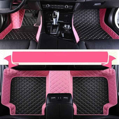 Yaruicar Custom Car Floor Mats for 2002-2026 Cadillac ATS CTS CT6 DTS Escalade Lyriq GT4 Optiq SRX SLS XT4 XT5 XT6 XTS Car Full Coverage Non-Slip Floor Liners (Pink Black Beige)