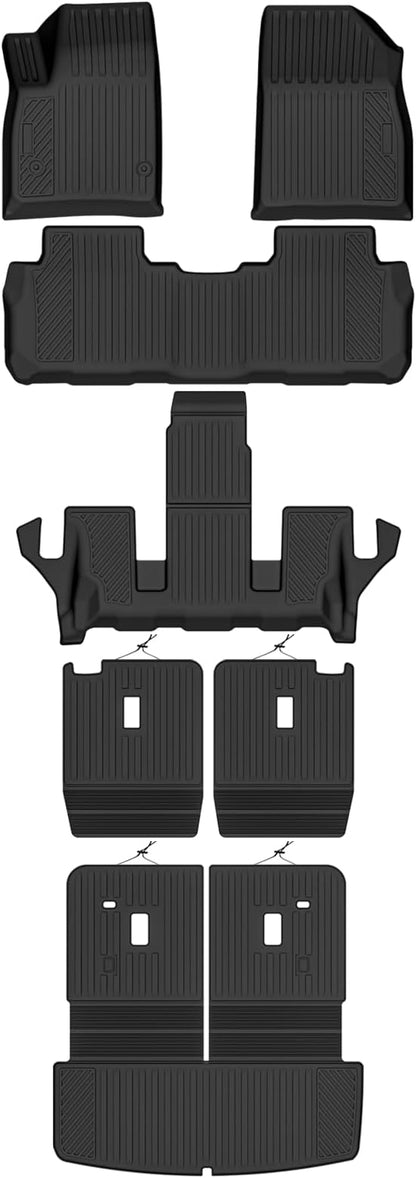 Custom Fit Floor Mats for 2017-2023 GMC Acadia 6 Seats with 2nd Row Bucket Seat, All Weather TPE Floor Liners with Trunk Mat & Backrest Protectors, Odorless Full Set Interior Accessories