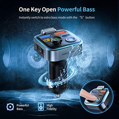 Bluetooth 5.3 FM Transmitter for Car Radio Adapter Charger