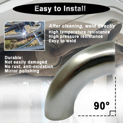 OD 1 Inch 90 Degree Stainless Steel Bend Tube 1” Exhaust Elbow Pipe for Car Modified Exhaust System 1" Piping Silver Tone，Stair Handrail (1pcs)