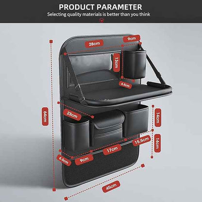 Popular Items Rear Seat Organizer, Premium Waterproof PU Leather Car Seat Back Pocket with Stain Proof iPad Storage, Black