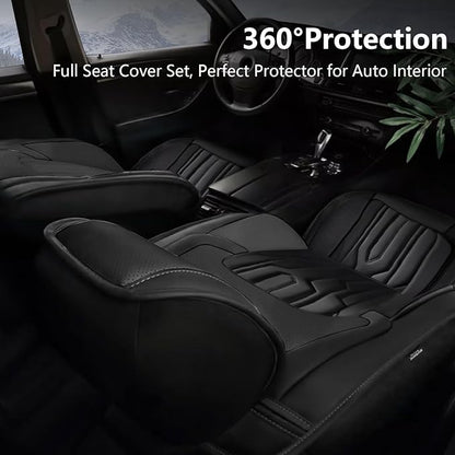 YORKNEIC Seat Covers Front Set for Dodge Grand Caravan 2008-2020: Breathable Leather Car Seat Covers (2 Front Set, Black)
