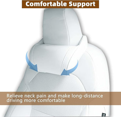 Car Neck Pillow for Tesla Model 3 Model Y Model S Model X Cybertruck and Most Cars, Memory Foam Ergonomic Design Seat Neck Support Headrest, 2 Pieces, White