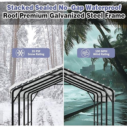 JY QAQA 12 x 20 ft Metal Carport