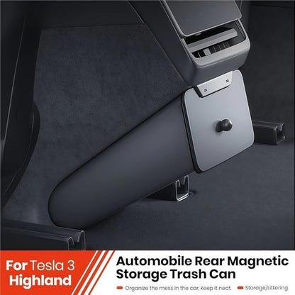 GGCLIMAX Rear Seat Trash Can Storage Box Compatible with Tesla Model 3 Y Compatible with Highland Juniper Magnetic Garbage Bin Non-Destructive Installation Dual-Purpose Interior Organizer