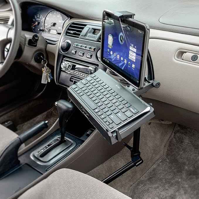 ARKON Mounts -Tablet And Keyboard Tray Combo Car Mount | Tablet Holder For Car | Professional-Grade Durability | Easy Installation | Keyboard Tray | Fits iPad and Samsung Tablets