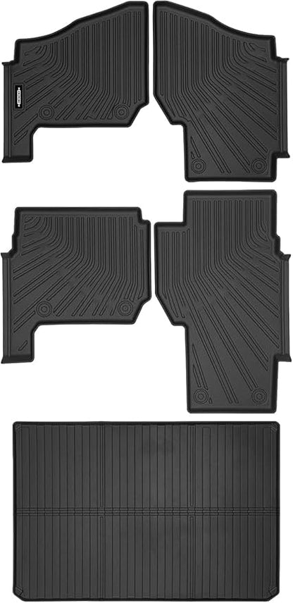 Custom Fit Floor Mats for Polaris Ranger Crew XP 1000 2019-2025, All Weather TPE Floor Liners with Trunk Mat, Odorless Full Set Interior Accessories