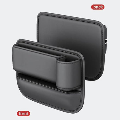 Car Seat Gap Storage Bag for Tesla Model 3 S X Y 2012-2025, 2 Pack Universal Leather Front Filler Organizer Box with Cup Holder, Premium for Keys Phone Glasses Cards, C/Red