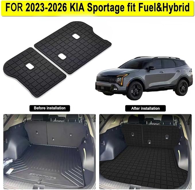 Cargo Mat with Backrest Protection for 2023 2024 2025 2026 KIA Sportage（fit for Fuel&Hybrid）,TPE All Weather Protection Cargo Liner with Velcro Rear Seats Backrest car Accessories-Black