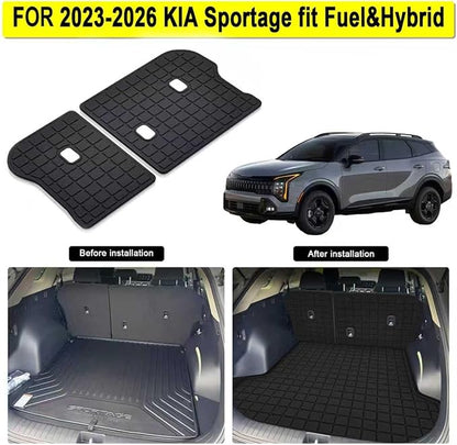 Cargo Mat with Backrest Protection for 2023 2024 2025 2026 KIA Sportage（fit for Fuel&Hybrid）,TPE All Weather Protection Cargo Liner with Velcro Rear Seats Backrest car Accessories-Black