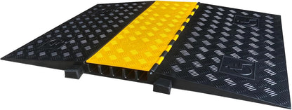 Rubber Cable Ramp 5 Channel Drive Over Hose Cable Protector Outdoor 22000Lbs Load Capacity Wires Power Lines Extension Cord Cover Traffic Speed Bump 1 Pack