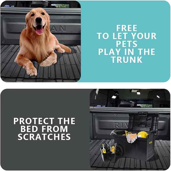BestEvMod for Rivian R1T Truck Bed Mat Liner Foldable Accessories Pickup Heavyweight Bed Mat All-Weather Protection Compatible with Rivian R1T 2026 2025 2024 2023 2022 Accessories
