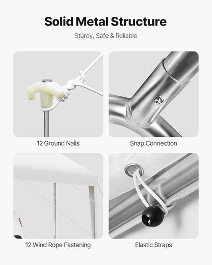 VEVOR Carport, 10 x 20 FT Outdoor Car Canopy, Potable Carport, Heavy Duty Galvanized Cars Shelter, UV-Resistant & Water-Resistant, All-Season Protection, Storage Shed for Car Boat Motorcycle White