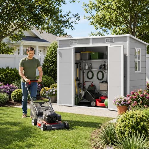 8x4 FT Resin Storage Shed with Floor Window and Vents
