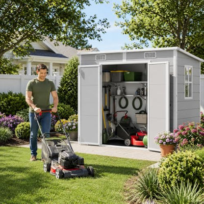 8x4 FT Resin Storage Shed with Floor Window and Vents