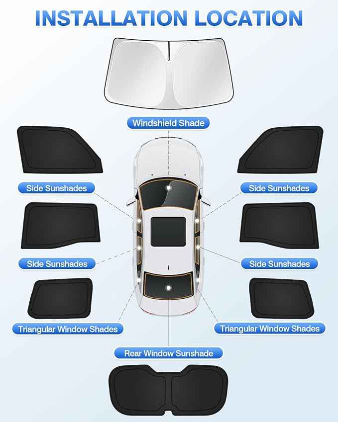 Sunshades for 2024 2025 2026 Toyota Land Cruiser Prado 250 Accessories Windshield Sun Shade Side Rear Window Shade Cover Sun Visor Shield Privacy Protection Keep Vehicle Cool Black 8PCS