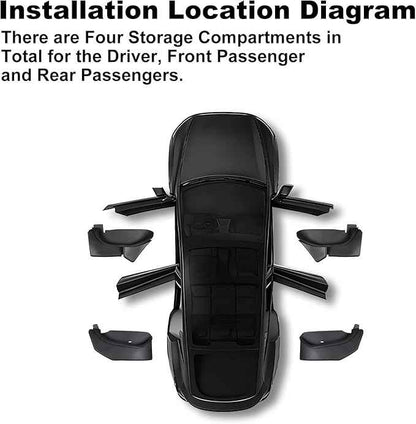2025 2026 Tesla Model Y Juniper Door Organizer Trays - Upgraded TPE Door Side Storage Box with 2 Extra Storage Bags Set of 4 Black
