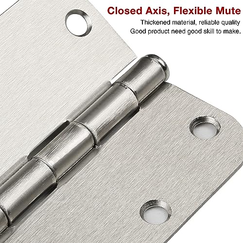 Rounded Door Hinges Brushed Nickel 3.5" x 3 1