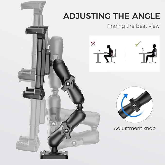 OHLPRO Tablet Mount for Truck - Heavy Duty Drill Base - Tablet Holder for Car Dashboard, iPad Holder for All 5"-13" iPad Pro Samsung Galaxy Kindle fire Tablets and Car Wall Desk etc.