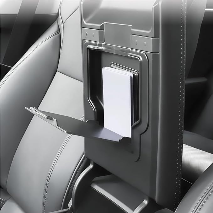 GGCLIMAX Car Organizer Compatible with Tesla Model Y Launch 2025 and Model 3 Highland 2024 Armrest Hidden Storage Box Magnetic and Slide Types ABS Interior Organizer(Slide Box)