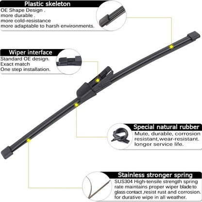 AUTOBOO 25"+22" Windshield Wipers with 15" Rear Wiper Blade Replacement for Volkswagen VW Tiguan 2018 2019 2020 2021 2022 2023 2024 -Original Factory Quality (Pack of 3)