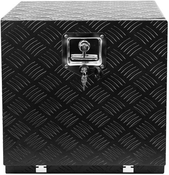 18 Inch Heavy Duty Aluminum Tool Box - Waterproof Square Truck Storage Organizer Chest for Pickup Truck Bed, RV Trailer - T-Handle Lock and Keys Included