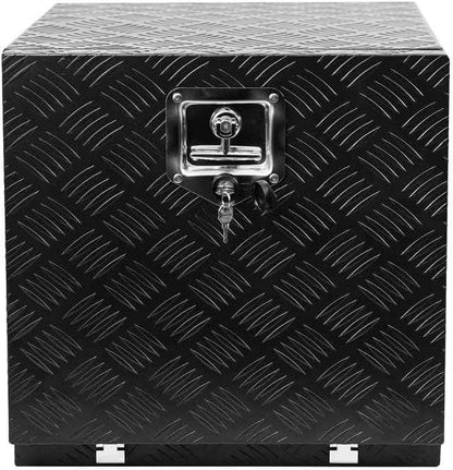 18 Inch Heavy Duty Aluminum Tool Box - Waterproof Square Truck Storage Organizer Chest for Pickup Truck Bed, RV Trailer - T-Handle Lock and Keys Included