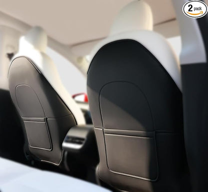 2Pcs for Tesla Model 3/Y Juniper/Highland Leather Seat Back Kick Protectors Accessories 2025 2026,Kids Kick Mats Seat Cover Waterproof Pet Protect Covers