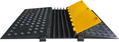 Rubber Cable Ramp 5 Channel Drive Over Hose Cable Protector Outdoor 22000Lbs Load Capacity Wires Power Lines Extension Cord Cover Traffic Speed Bump 1 Pack