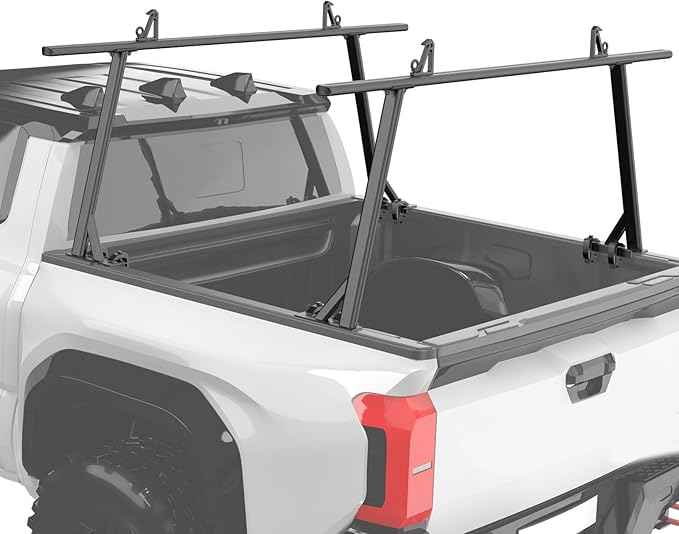 Universal Truck Ladder Rack Compatible with Full Size and Mid Size Pickup Trucks (No Drilling) Textured Black(2pcs)