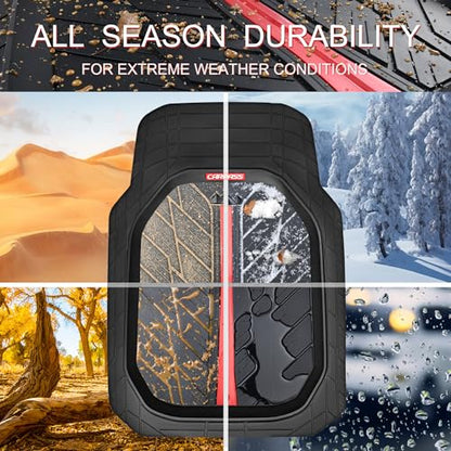Tire Tread DeepDish Rubber Floor Mats for car Heavy Duty car mats All Weather (3 Count)