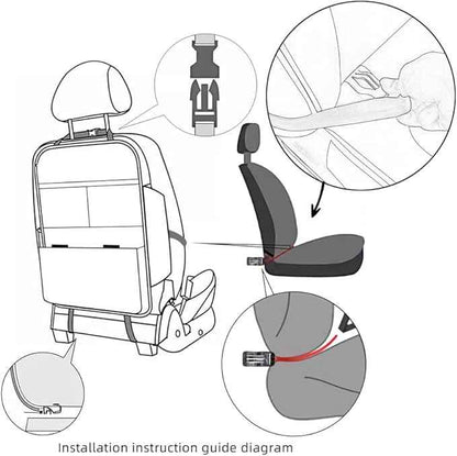 Seat Back Protector + Large Capacity Pocket Storage Organizer,Preventing the Impact of Children Stepping on the Seat Backrest (Black)