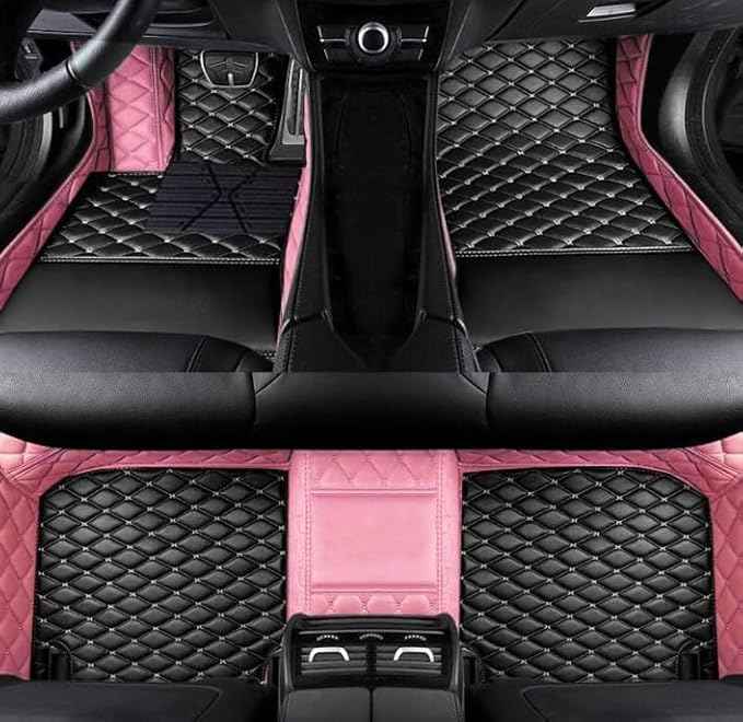 SARAHS Customized car Floor mats -Suitable for 99% of Cars, SUVs, and Trucks - car Pads to Protect Vehicle Interior Floor Accessories (Pink and Black)