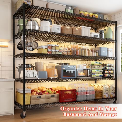 5 Tier Heavy Duty Shelving with Wheels