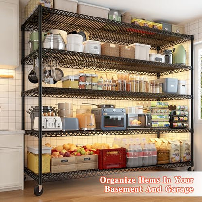 5 Tier Heavy Duty Shelving with Wheels