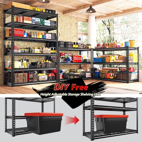 6 Tier Adjustable Heavy Duty Metal Shelving for Garage Warehouse