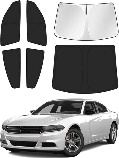 Windshield Sun Shade for 2011-2024 Dodge Charger Accessories Sunshade Side Rear Window Shade Cover Sun Visor Shield Privacy Shade Keep Vehicle Cool Black 6PCS