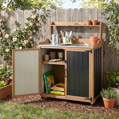 Outdoor Storage Cabinet with 4 Wheels and Handle