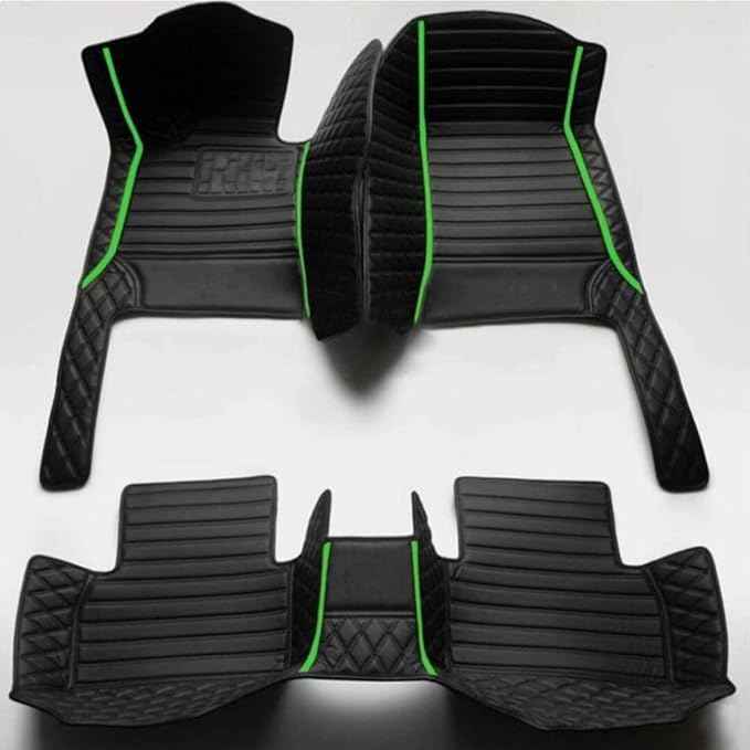 MAEVEN Customized Leather car Floor mats Suitable for 99% of car Models All-Weather Protection Waterproof Anti Slip Men's Women's car Liners (Black Stripe 4)