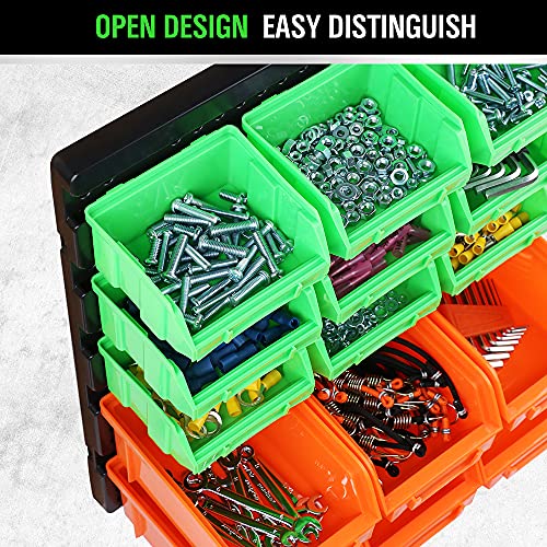 30-Bin Wall-Mounted Storage Bins, Heavy-Duty Garage Tool Organizer for Screws, Nuts, Bolts, Nails, Small Hardware Parts - Easy Installation and Customizable (30 Count)
