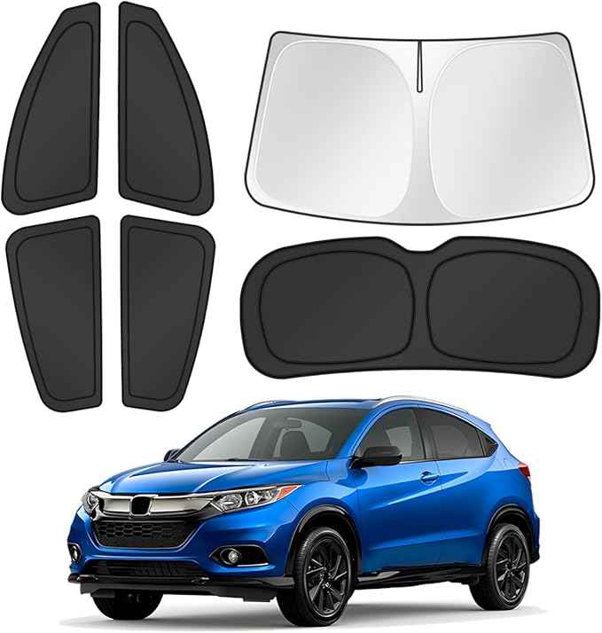 Window Shades for Honda HRV 2016-2022 HR-V Accessories Windshield Sun Shade Side Rear Window Cover Sunshade Sun Visor Shield Privacy Protection for Camping Keep Vehicle Cool Black 6PCS