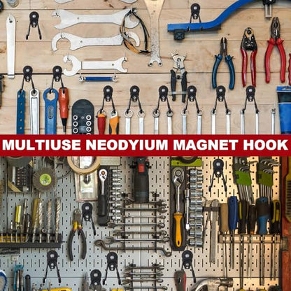 18 Pcs Large Magnetic Hooks Heavy Duty Garage Magnet Hooks Strong Storage Utility Magnetic Hangers with Anti Slip Rubber Coating for Indoor and Outdoor Hanging (18 Count)