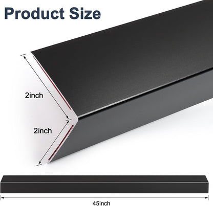 4PCS 45" Black Metal Corner Protectors, Aluminum Self Adhesive Corner Guards, Metal Wall Edge Protector Strip, Furniture Corner Protectors, Wall Cabinet Baseboard Decoration 45" x 2"